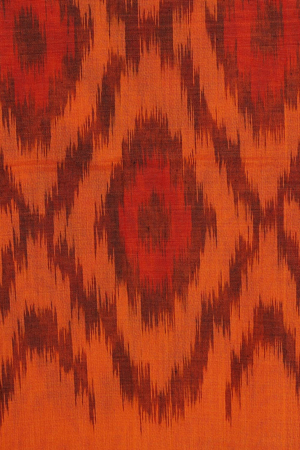 Kalanjali Ikat Cotton Silk Orange Saree – Women's - view 2