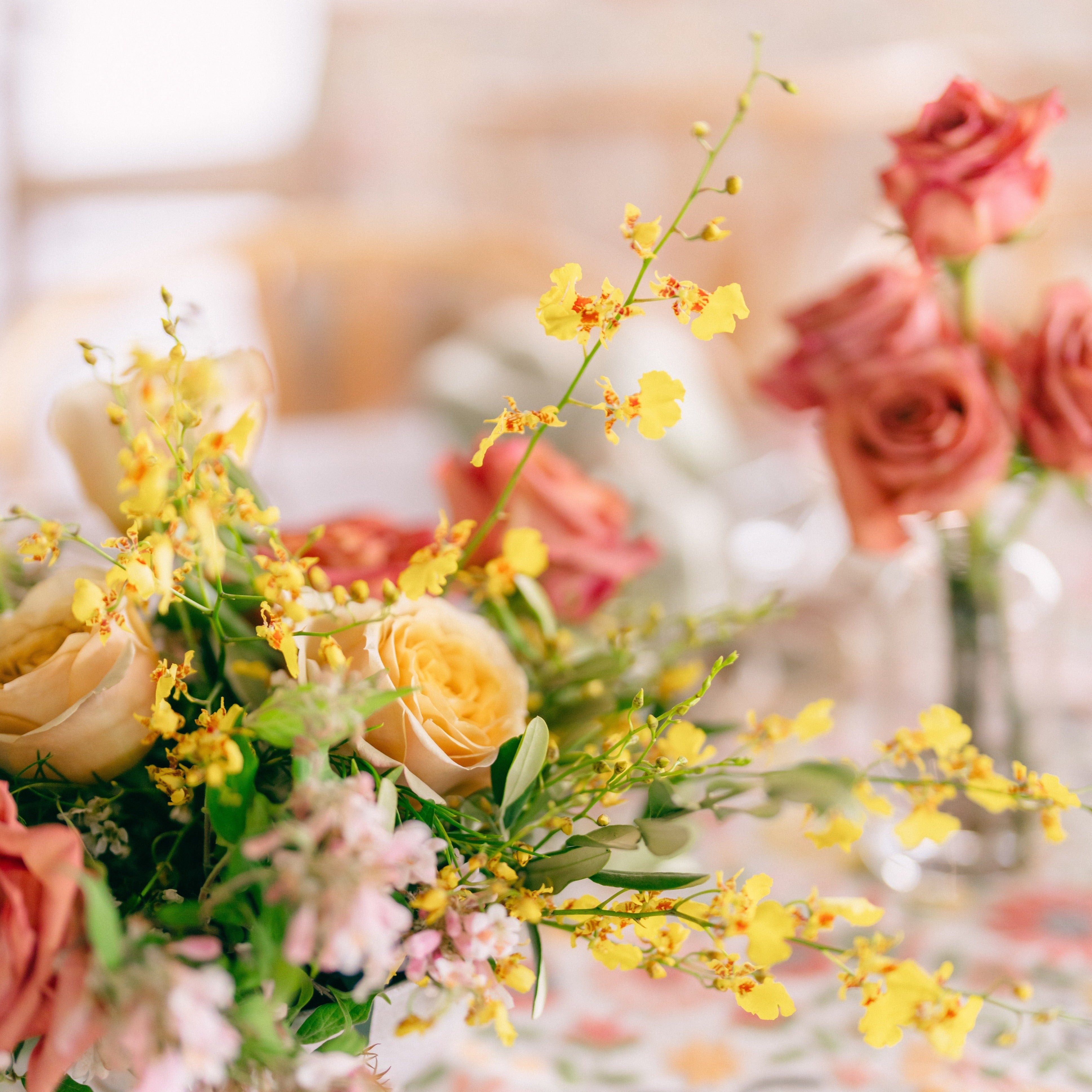 fiftyflowers.com Springtime Honey and Rosey Rooftop Wedding