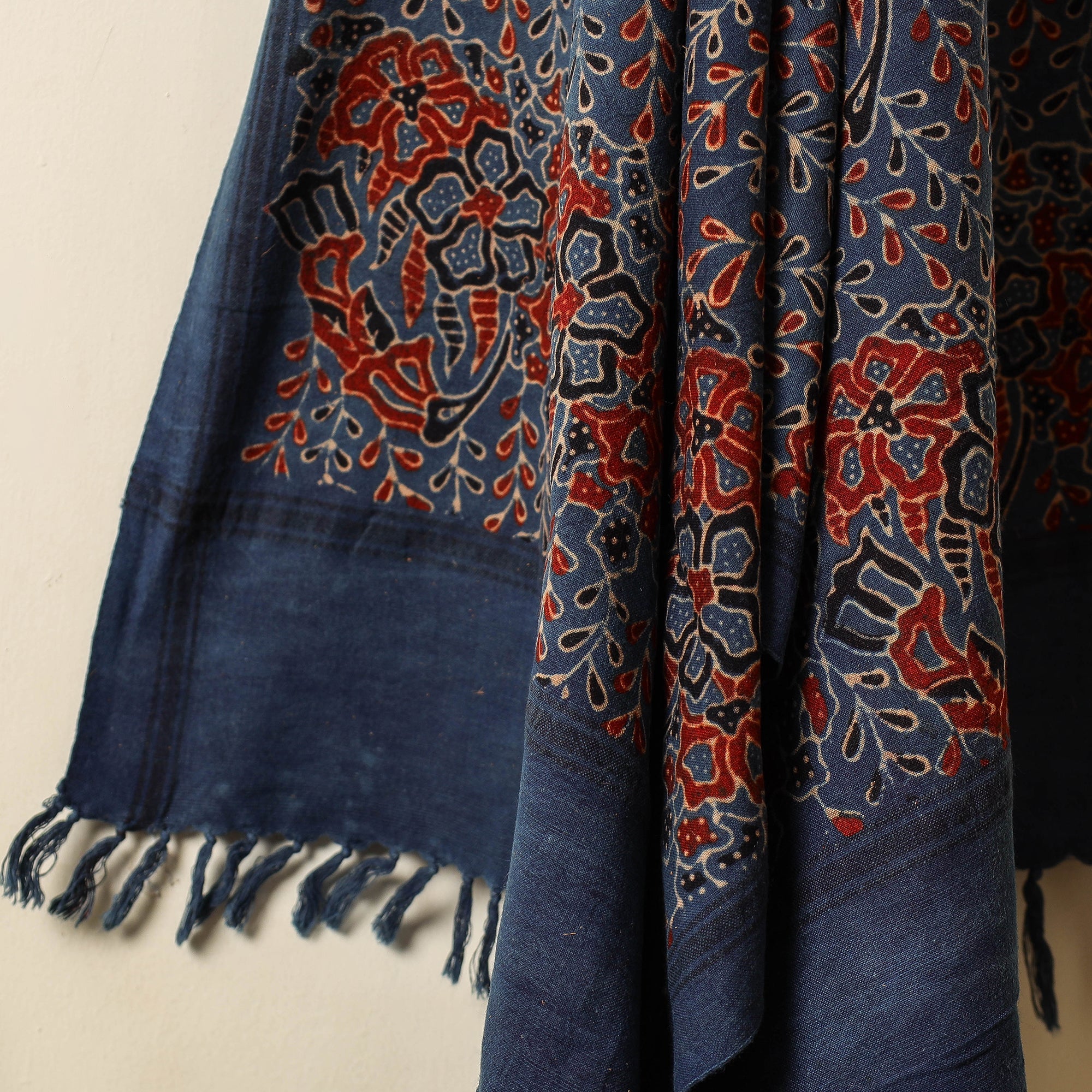 KACHCHH JI CHHAAP Blue - Block Print Cotton Ajrakh Handloom Towel - view 3