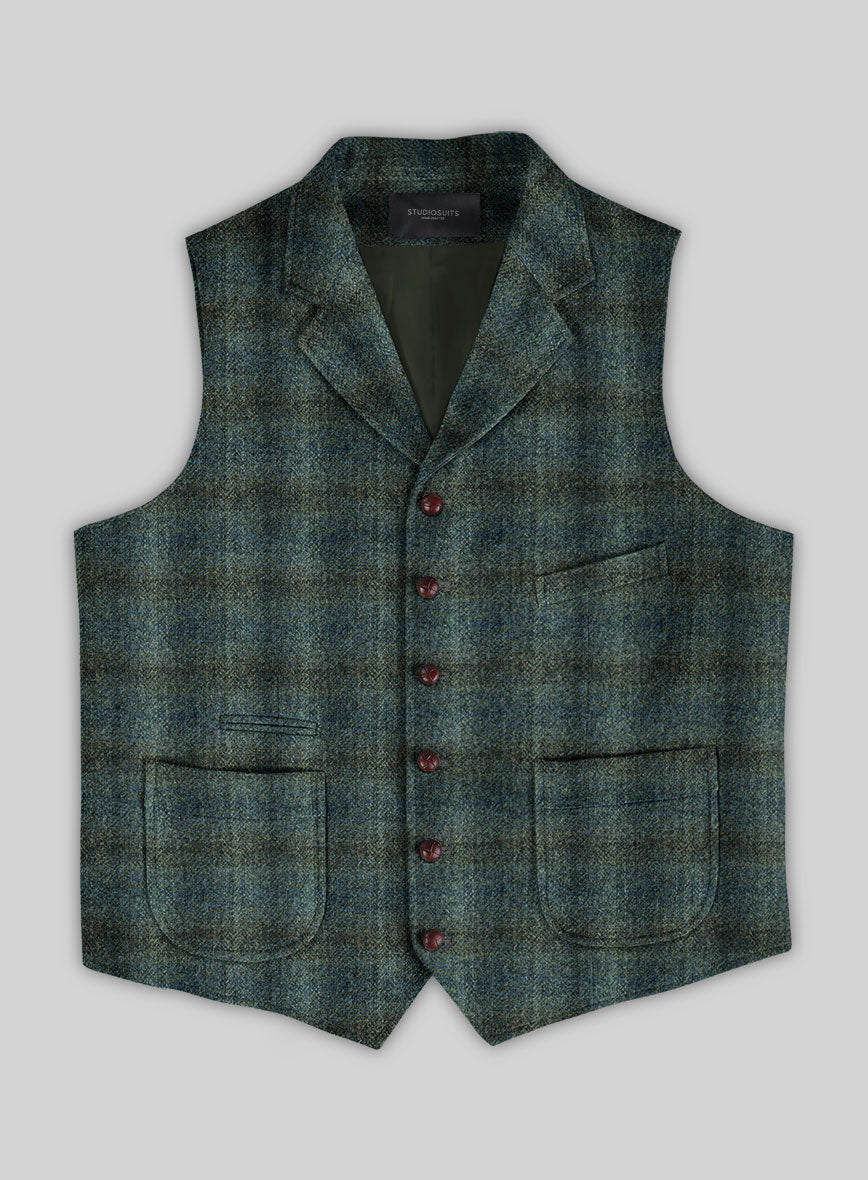 StudioSuits Harris Tweed Scot Green Hunting Vest