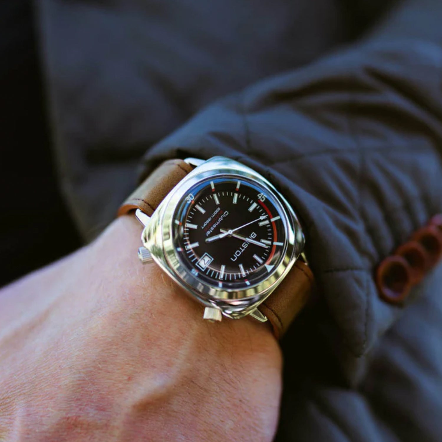 Briston Clubmaster Diver Men Automatic Black Dial Analog Leather Watch 17642.PS.D.1.LVBR - view 2