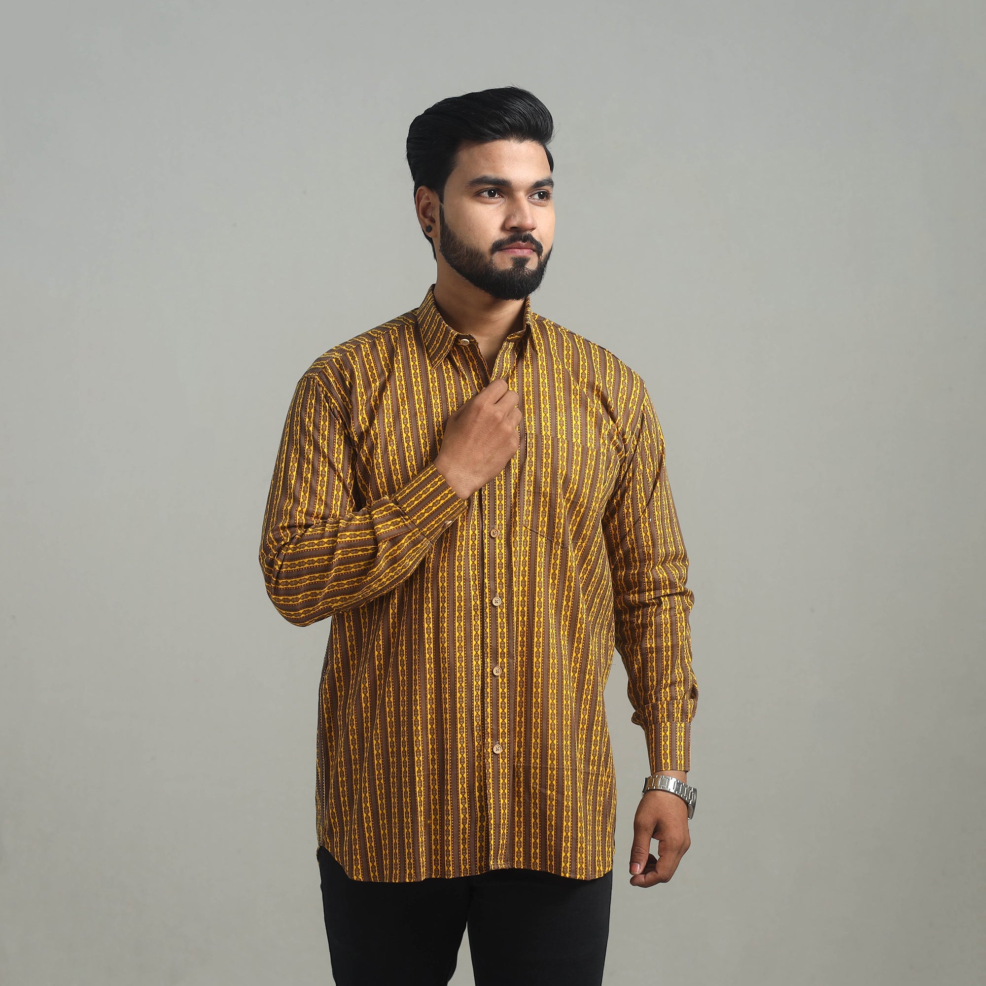 ITOKRI CASUALS Brown - Full Sleeve Cotton Men Jaipur Print Shirt 01 - view 2