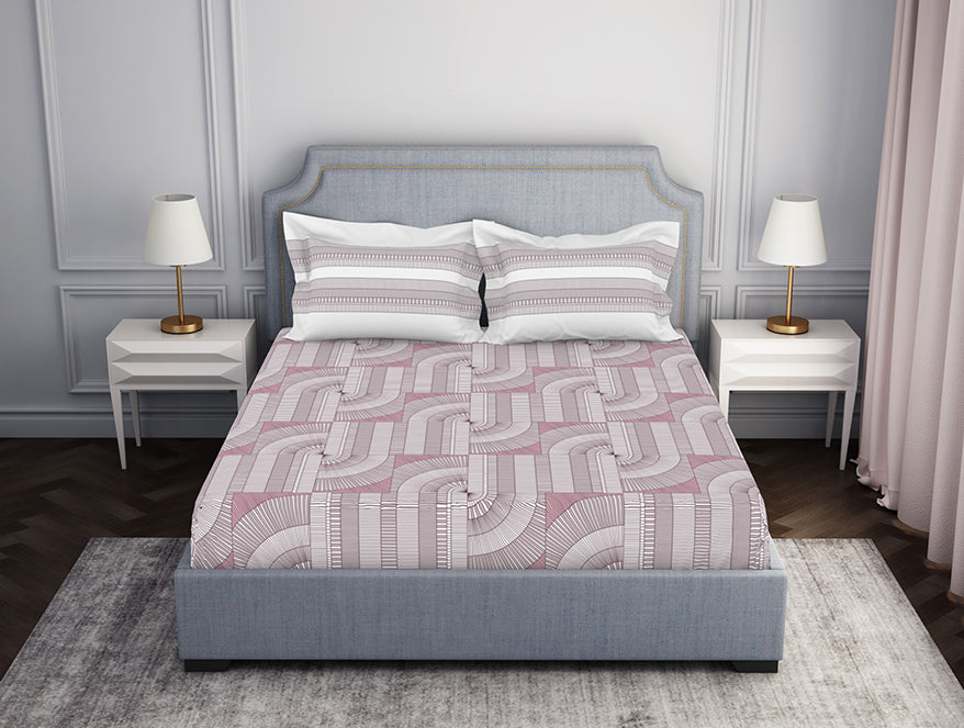 Spaces India Organic Textures Geometric 100% Cotton Double Bedsheet - Essentials by Spaces