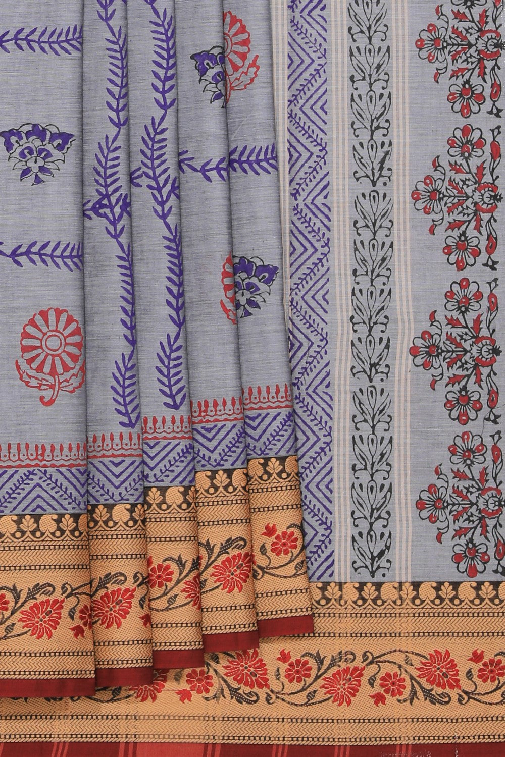 Kalanjali Ethnics Hand block printed cotton saree