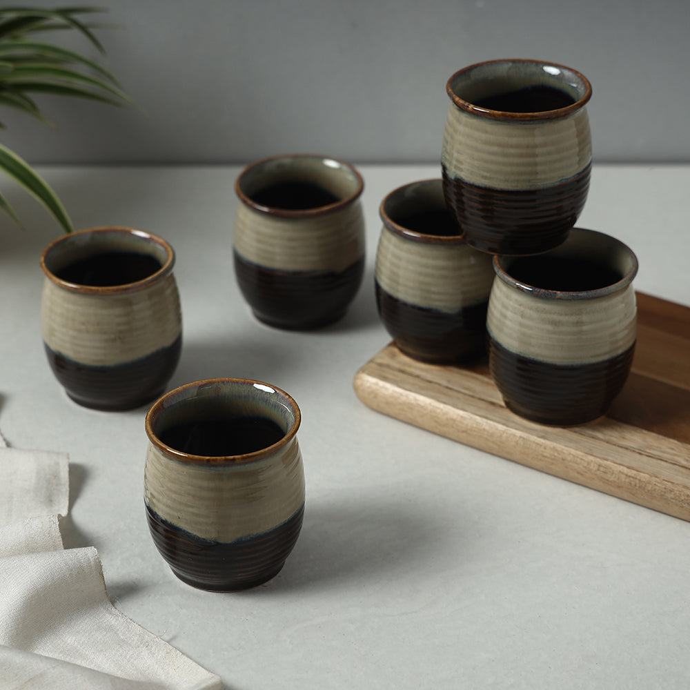 Tone kullads set – HAVELI CHRONICLES Brown - Ceramic Two Tone Kullads (Set of 6)