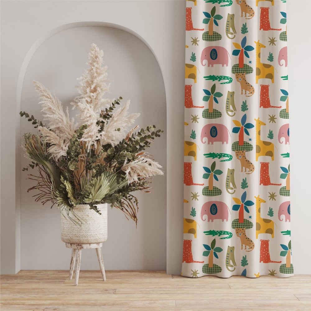 Blackout curtains digital – Urban Space -Home Furnishing Store Blackout Curtains, Digital Printed Curtains, Pack of 1 Curtains - Jungle Safari Buttercream