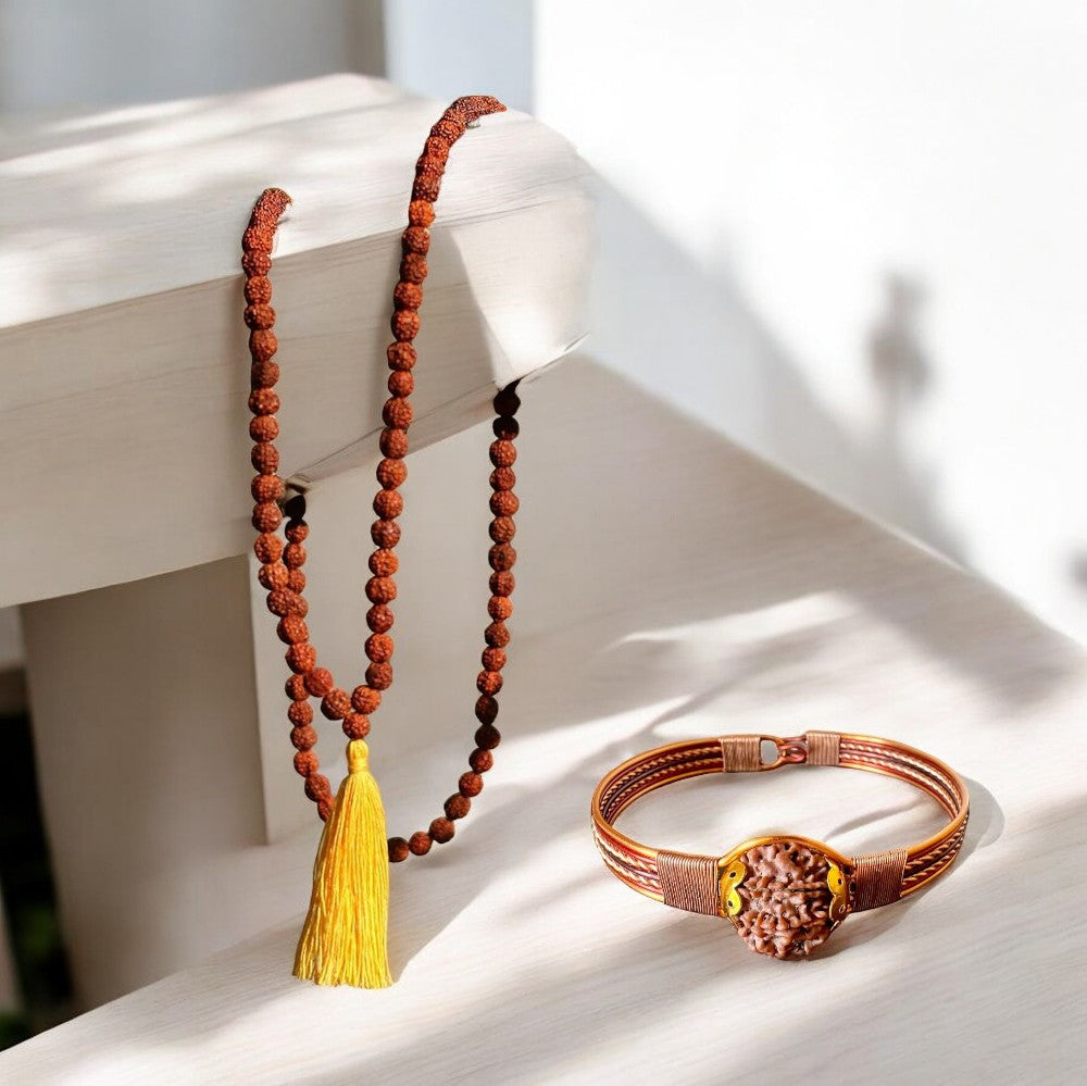 108 1 beads – Soultheory Rudraksha Mala - 108+1 Beads + Pure Copper Bracelet (Combo)