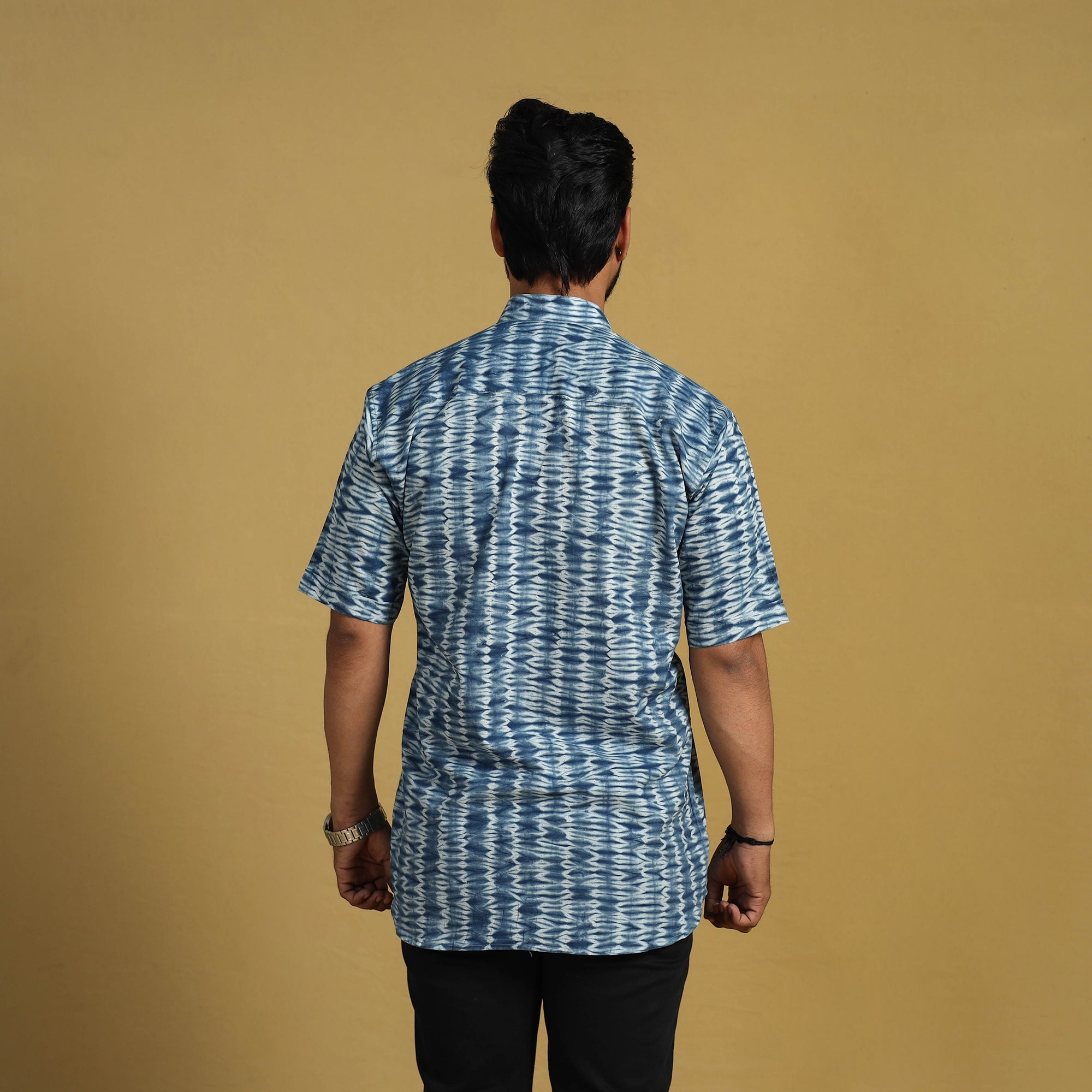 ITOKRI CASUALS Blue - Half Sleeve Tie & Dye Cotton Men Shibori Shirt 08 - view 4