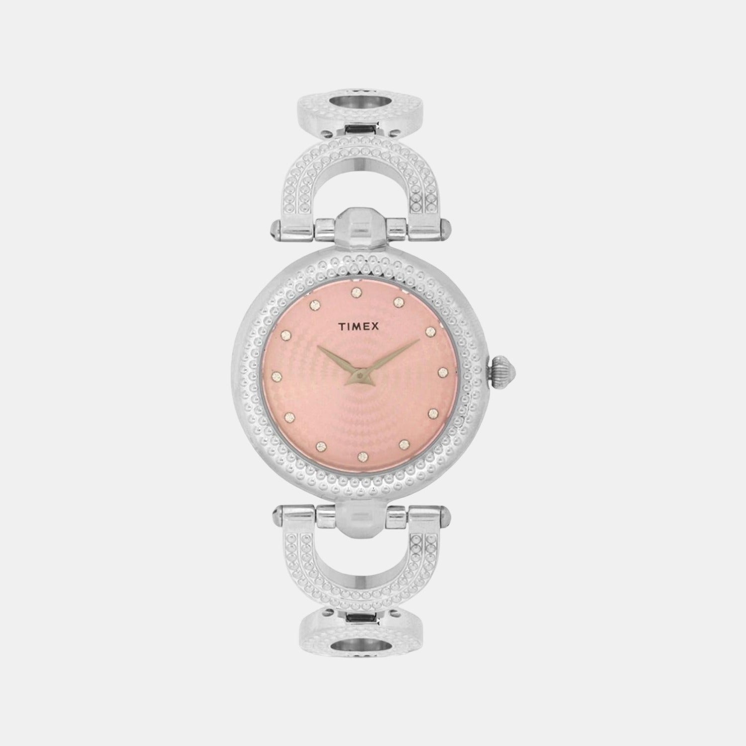 Timex Fria Women Quartz Pink Dial Analog Stainless Steel Watch TWEL14100
