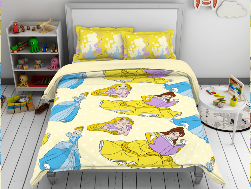 100 cotton double – Spaces India Disney Princess Yellow 100% Cotton Double Bedsheet - By Spaces