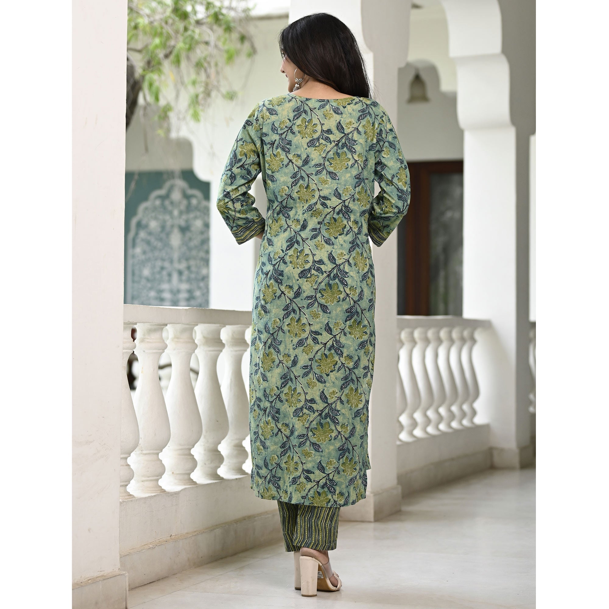 BlackTree green-floral-printed-pure-cotton-suit-5 - view 6