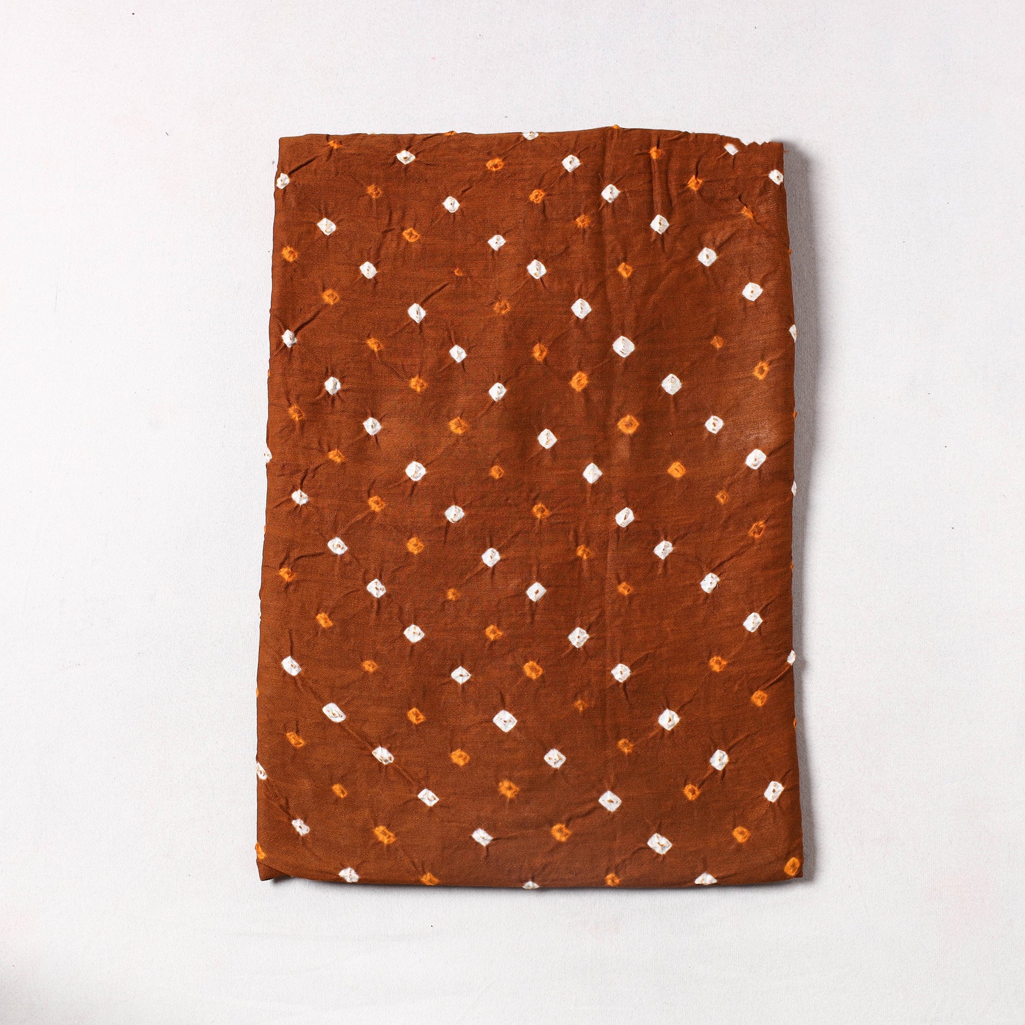 KACHCHH JI CHHAAP Brown - Kutch Bandhani Tie-Dye Cotton Precut Fabric (1.3 meter) 66