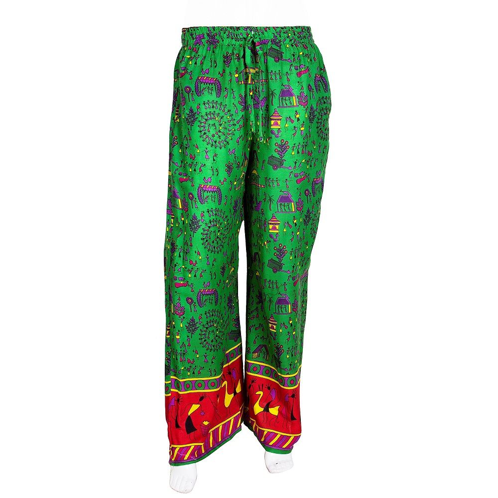 JaipurFabric® Green Base Red Border Printed Palazzo - view 2