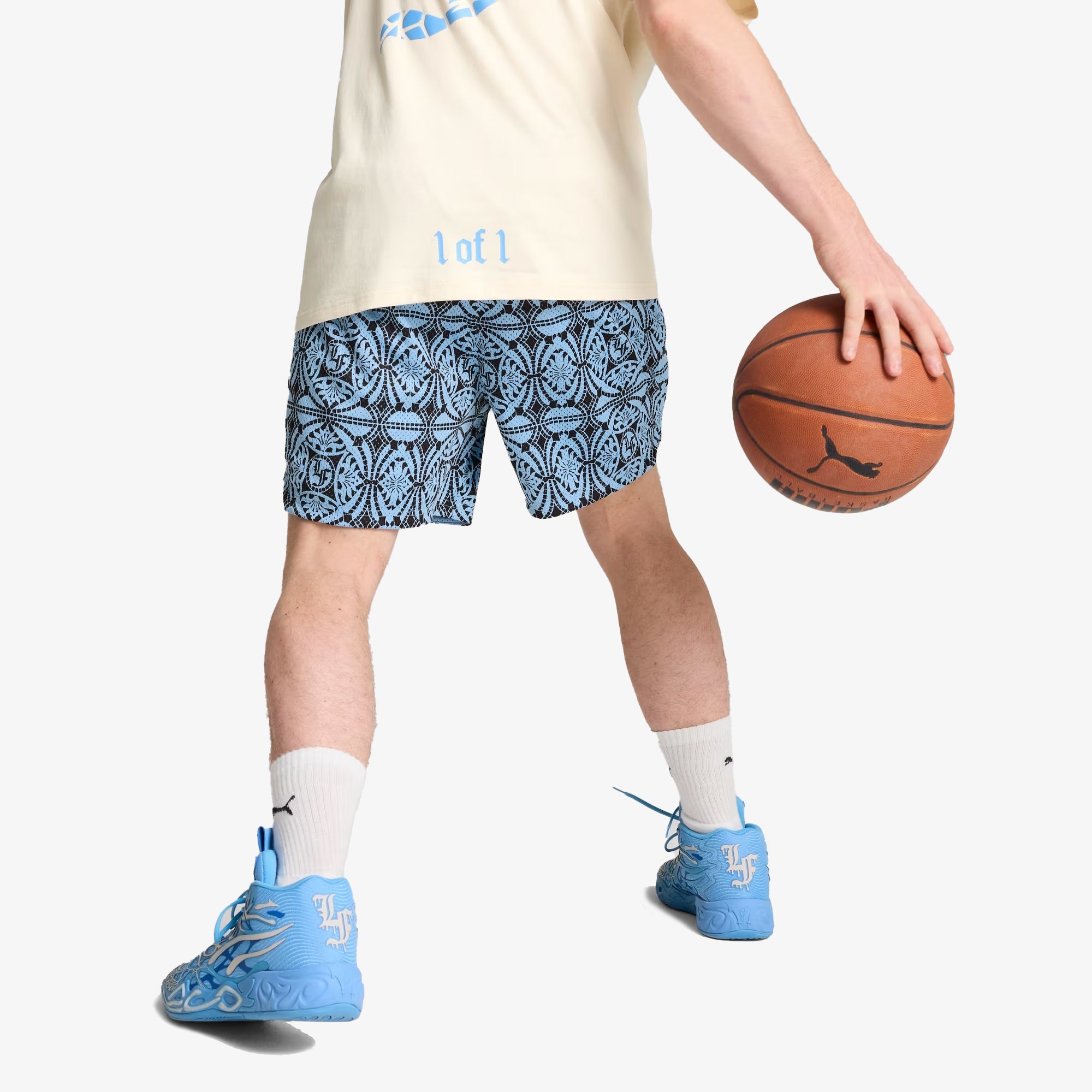 Puma | Hoops X Lf Mosiac Shorts { Team Light Blue - view 3