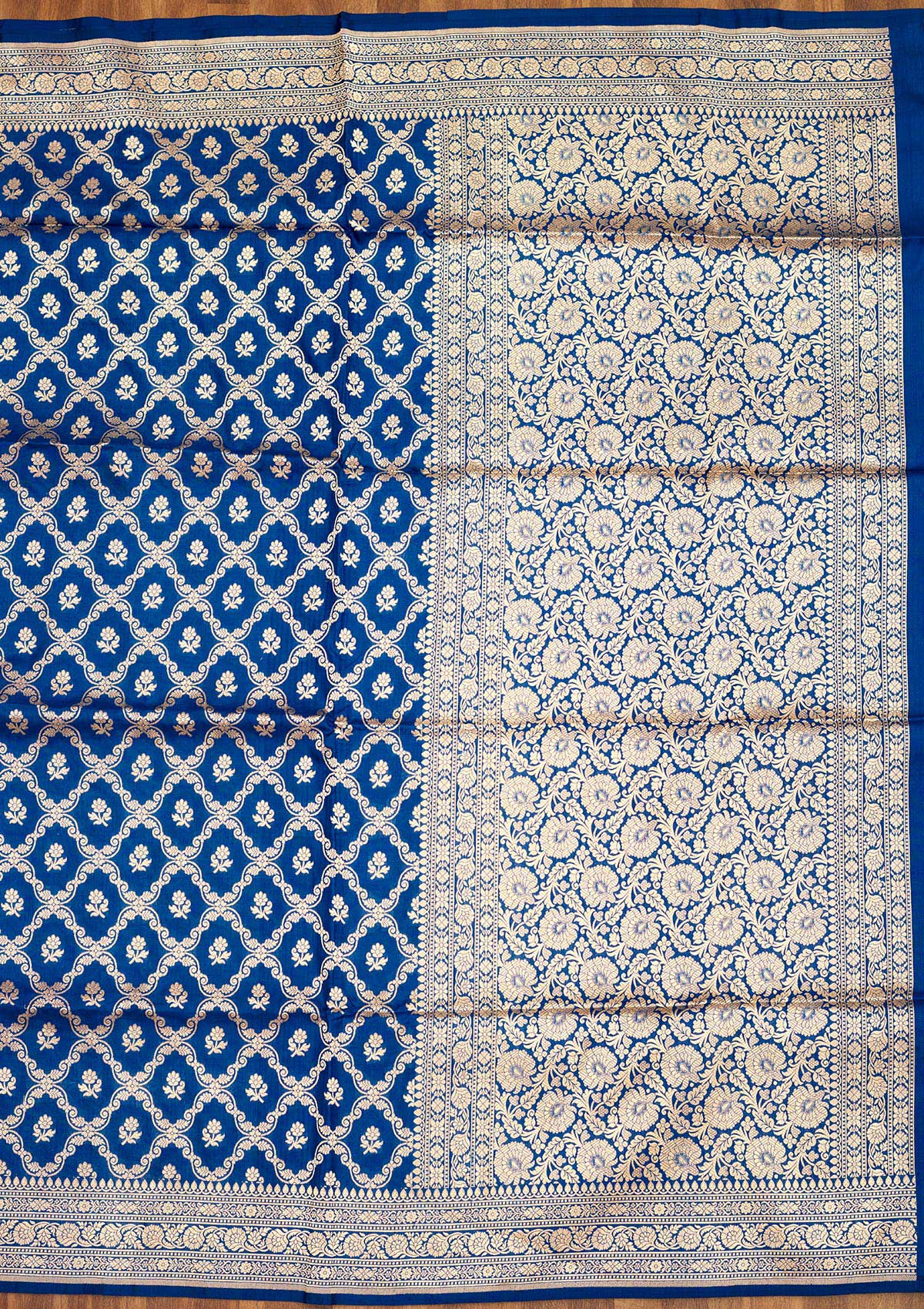 Koskii Peacock Blue Zariwork Pure Silk Saree – Women's - view 5