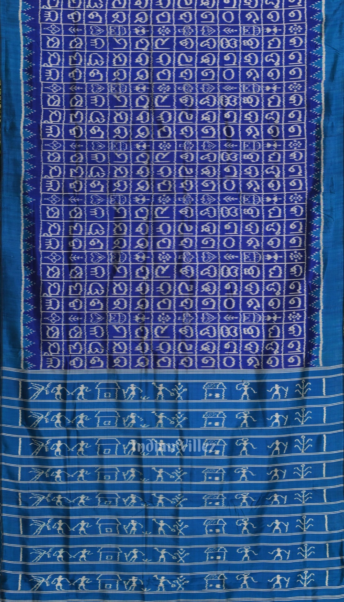 IndianVillèz Royal Blue Odia Barnamala Designer Contemporary Silk Saree - view 2