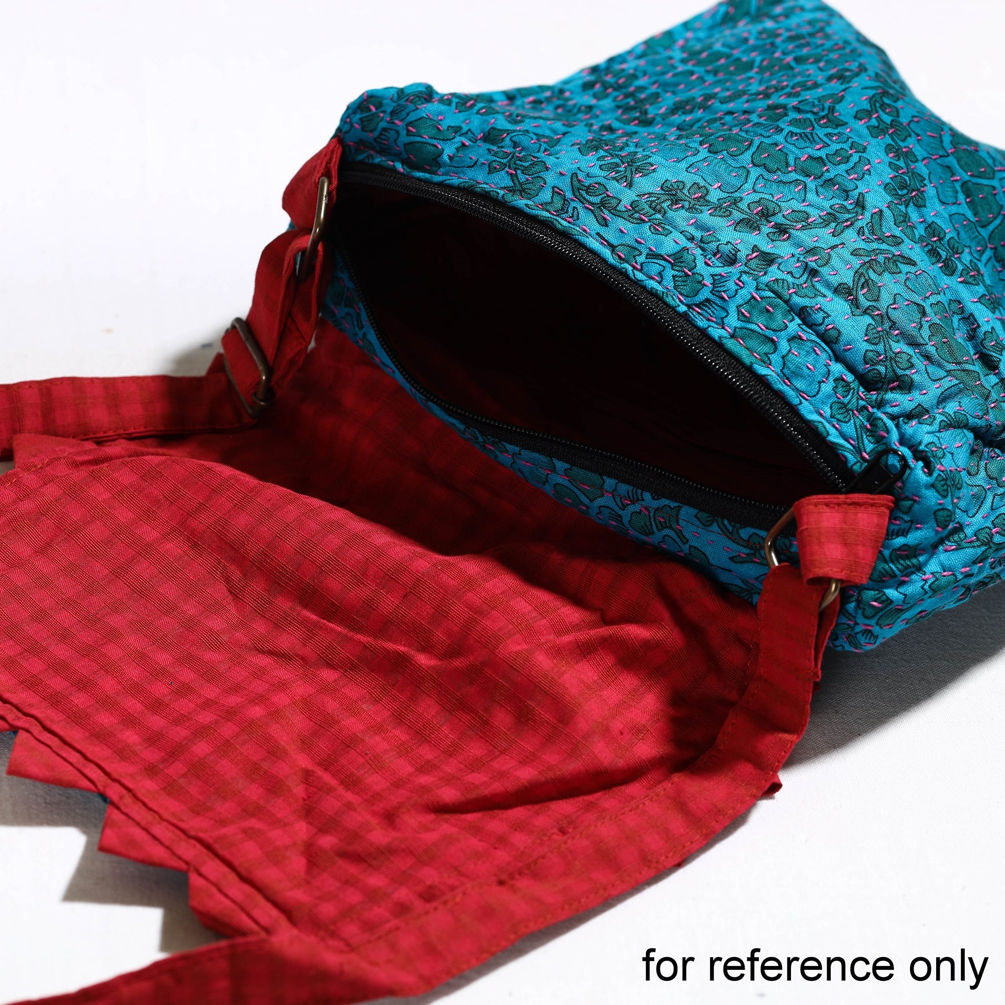 Brown - Jugaad Handmade Running Stitch Cotton Flap Sling Bag - view 5