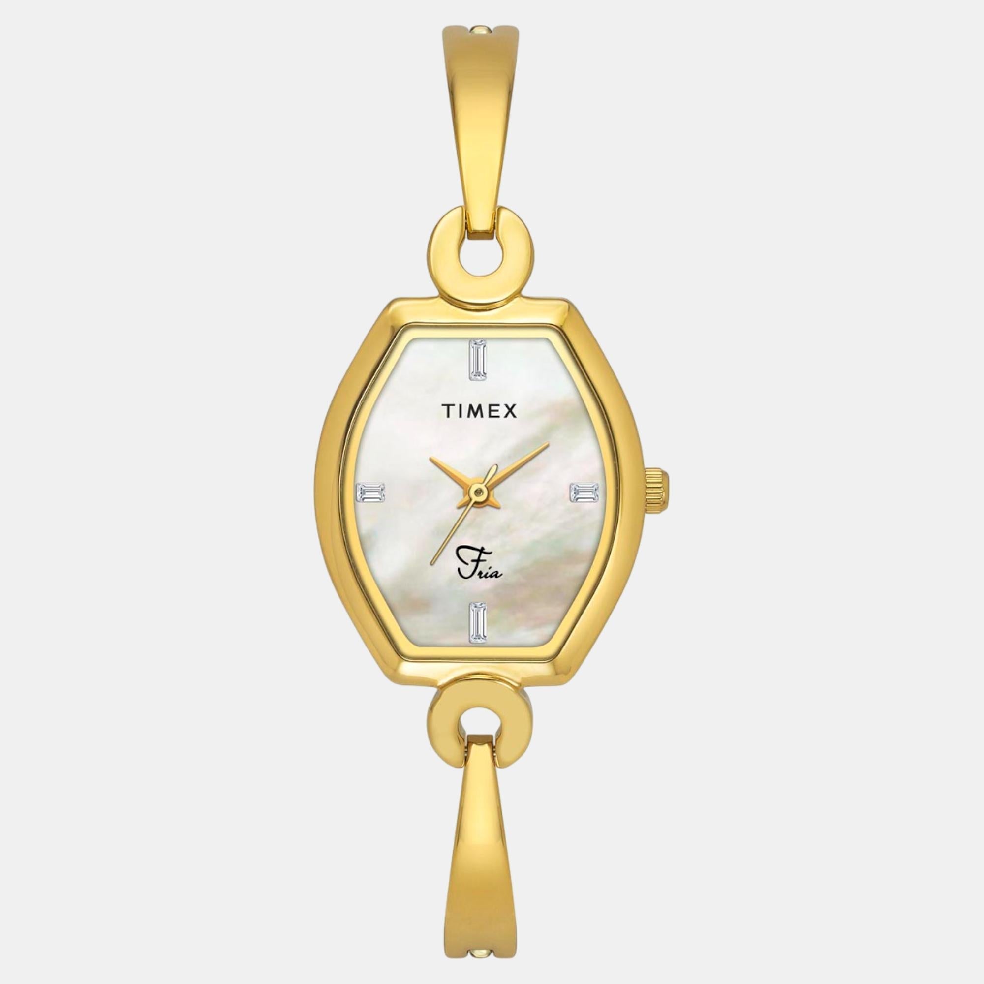 Timex Fria Women Quartz Mother Of Pearl Dial Analog Brass Watch TWEL19701