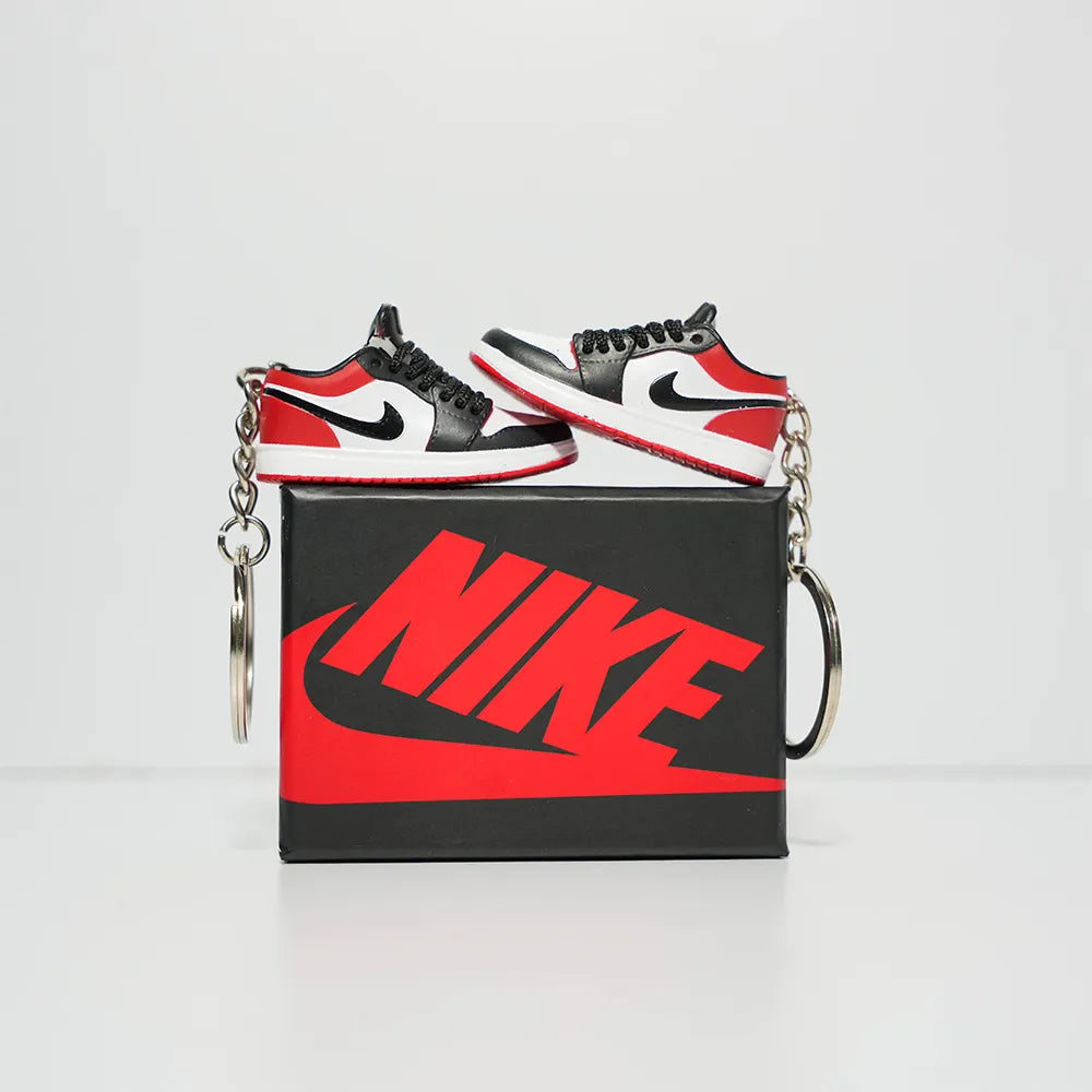 Kicks Machine 3D Sneaker Keychain With Box - Nike AJ1 Black Toe Low