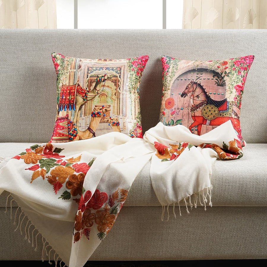 Swayam India Digital Printed Dupion Cushion Covers-5270