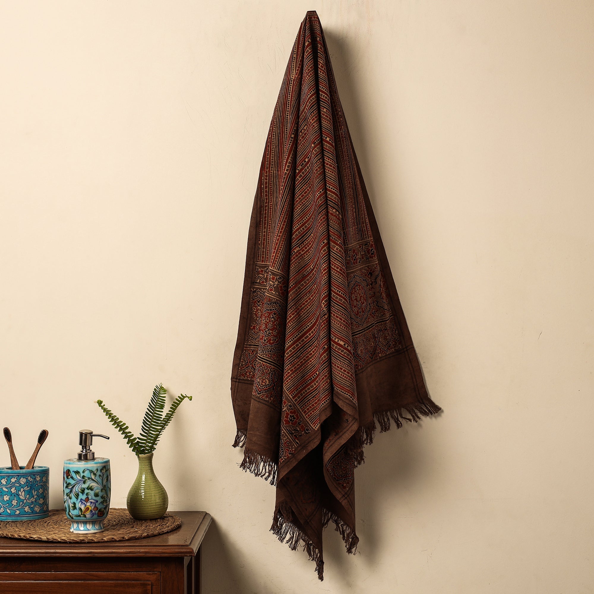 KACHCHH JI CHHAAP Brown - Block Print Cotton Ajrakh Handloom Towel