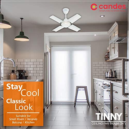 Candes TINNY 600 mm / 24 Inch High Speed 4 Blade Ceiling Fan with 2 Yrs. Warranty Brown (Pack of 1 White) - view 2