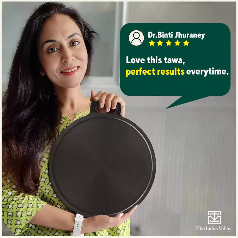 The Indus Valley Super Smooth Cast Iron Tawa,Pre-seasoned, Nonstick, 100% Pure, Toxin-free, Induction, 28/30.5cm, 2.7/3.1kg - view 12