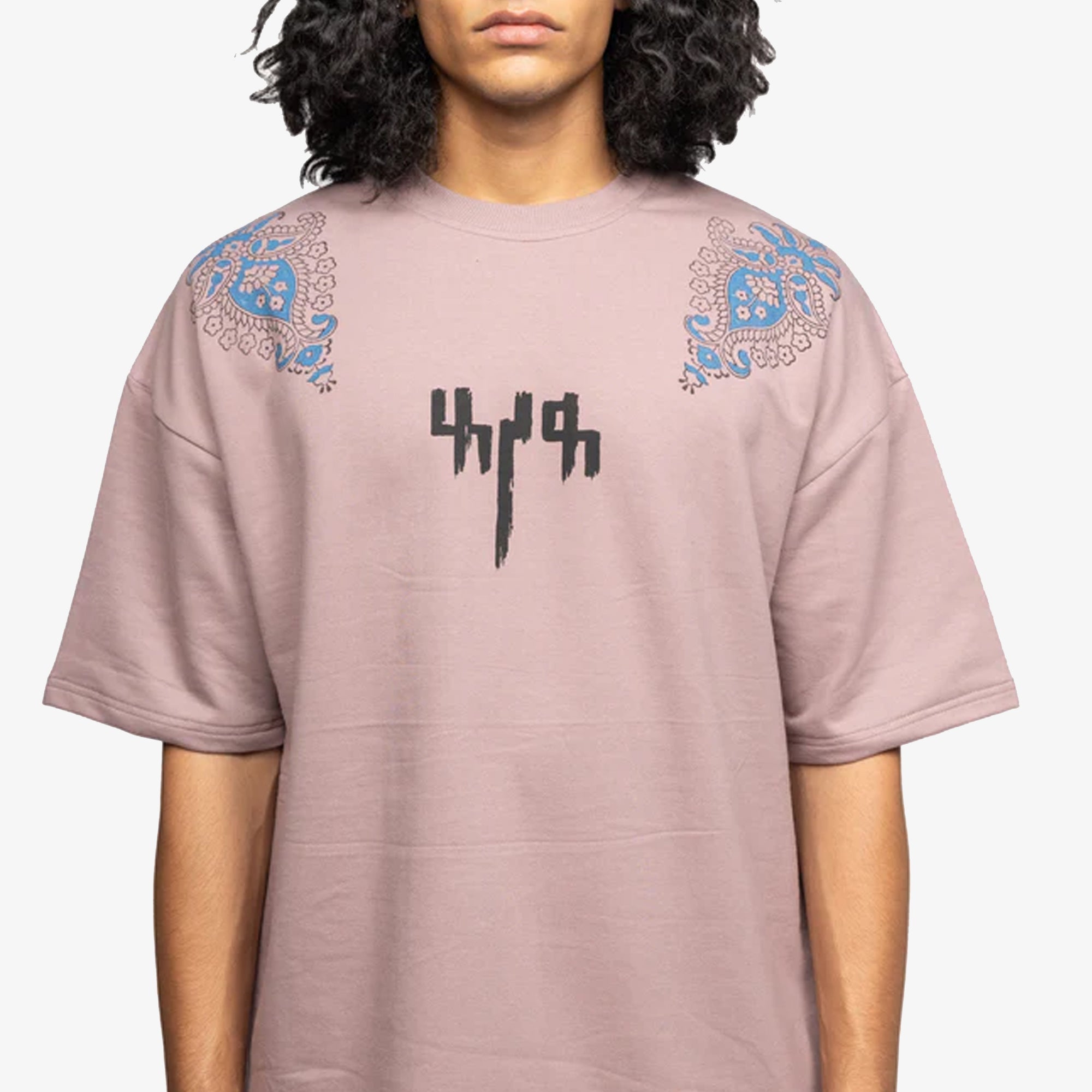 F A R A K | Mauve Block Printed T-shirt { Pink/pink - view 4