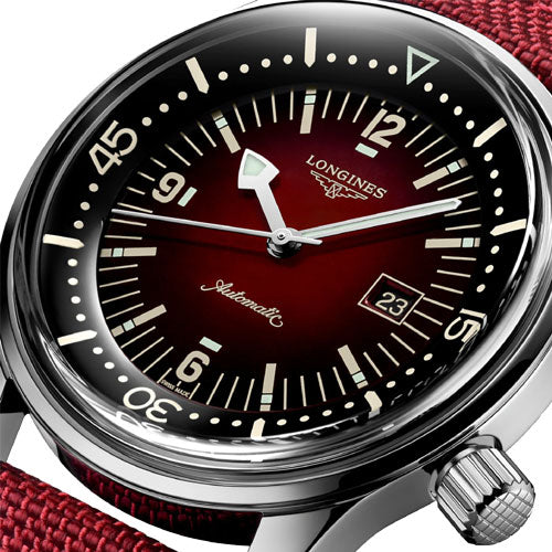 Longines Legend Diver Unisex Watch Bordeaux Dial & Strap - view 2