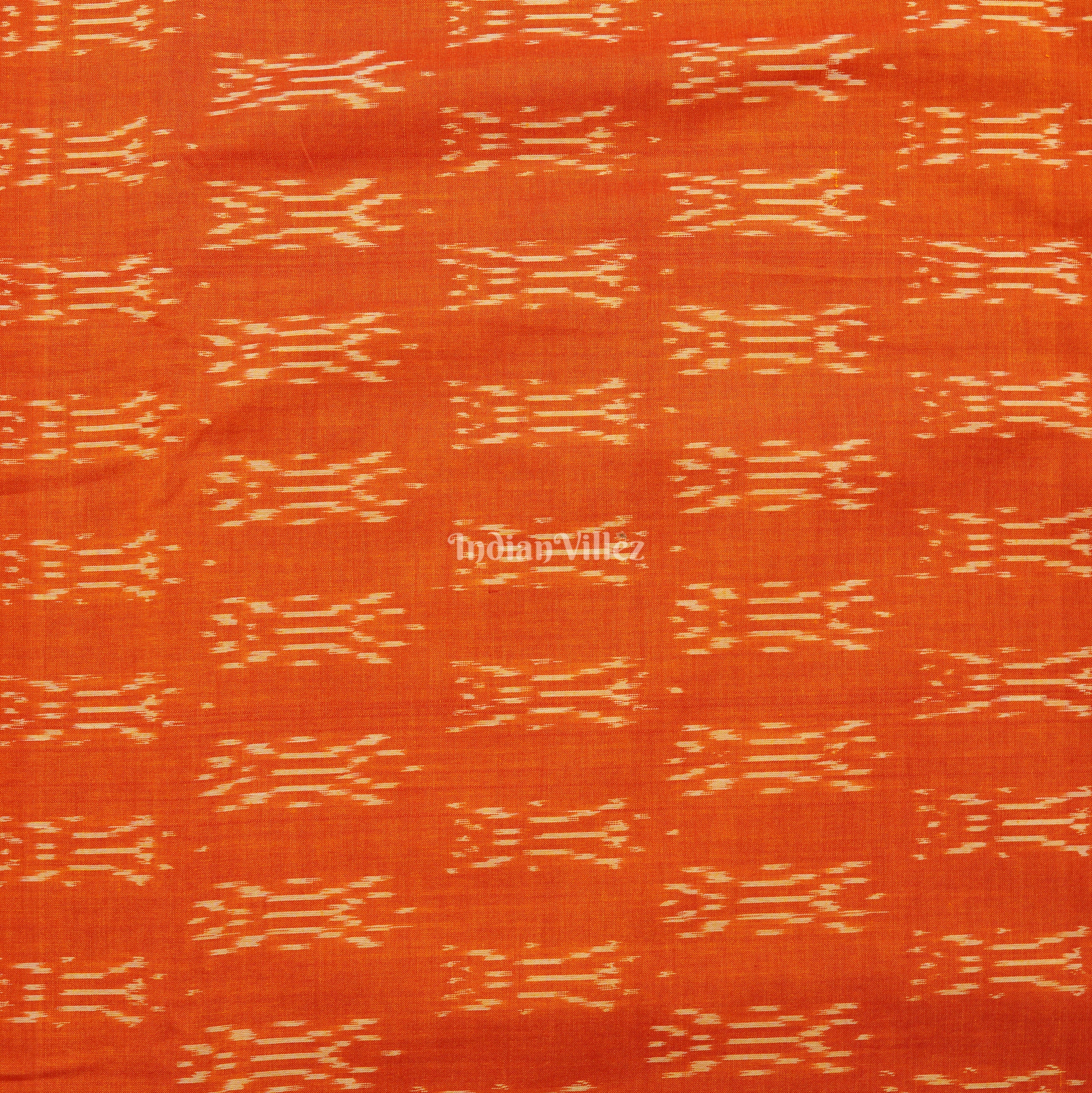 IndianVillèz Orange Handwoven Pochampally Ikat Cotton Fabric - view 2