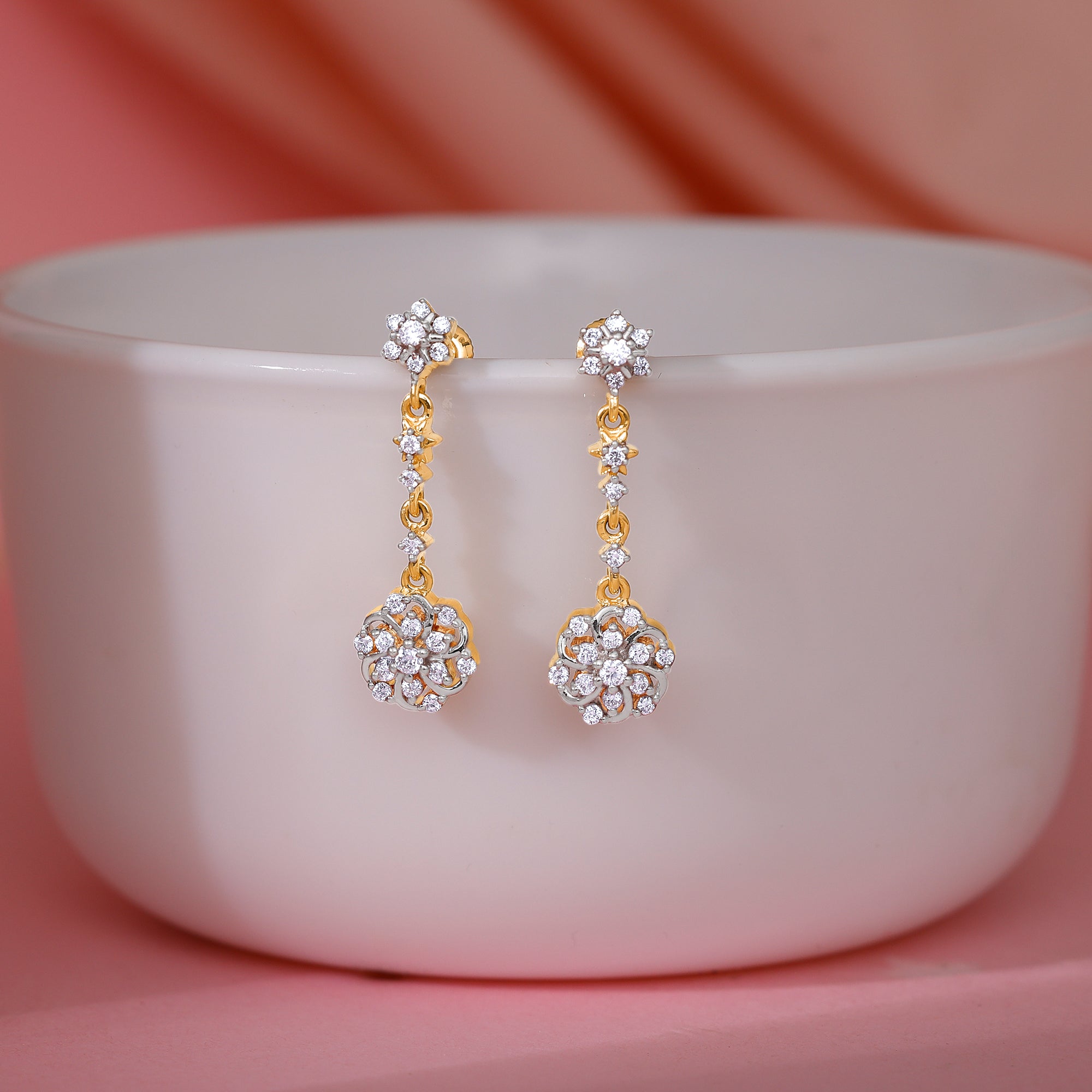 GIVA Jewellery Gold Ageratum Diamond Earrings - view 2