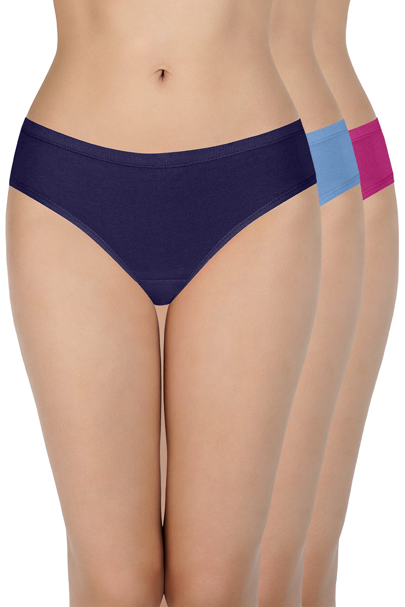 every de 100% Cotton Bikini Panty Pack (Pack of 3) - D003 - Solid