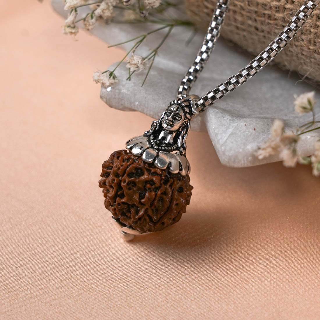 Adiyogi pendant 11 – Prinjal Jewellers Adiyogi Pendant (11 Mukhi Nepali Rudraksha) With Chain