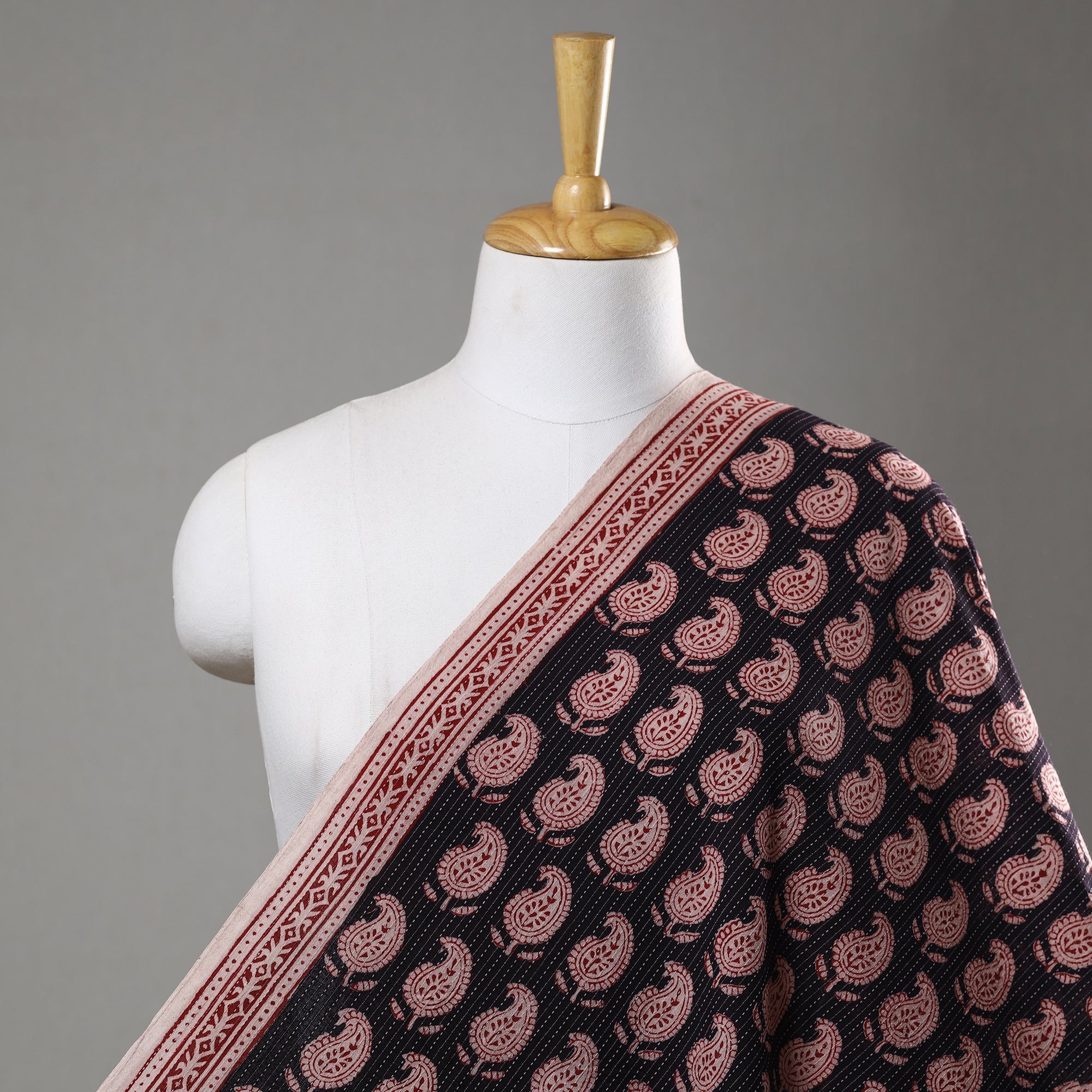 BAGH PRINTS BY UMAR FARUK KHATRI Black - Bagh Block Printed Kantha Style Cotton Fabric 16