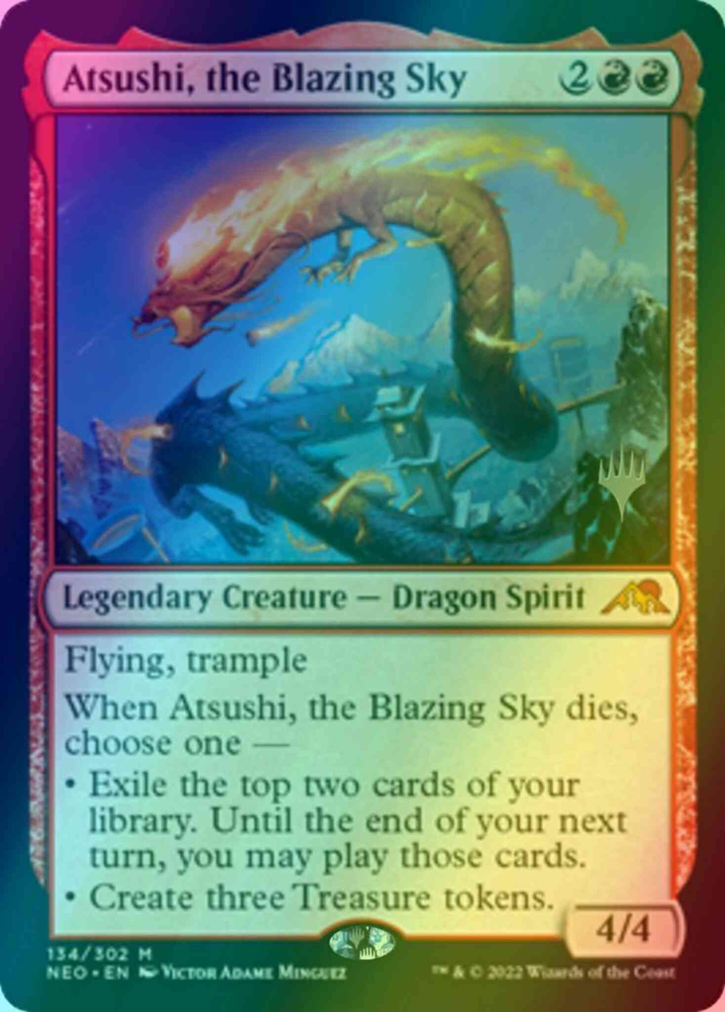 Atsushi the blazing – Magic Atsushi, the Blazing Sky [Promo Pack] [134p] [Kamigawa: Neon Dynasty: Promos] [Foil]