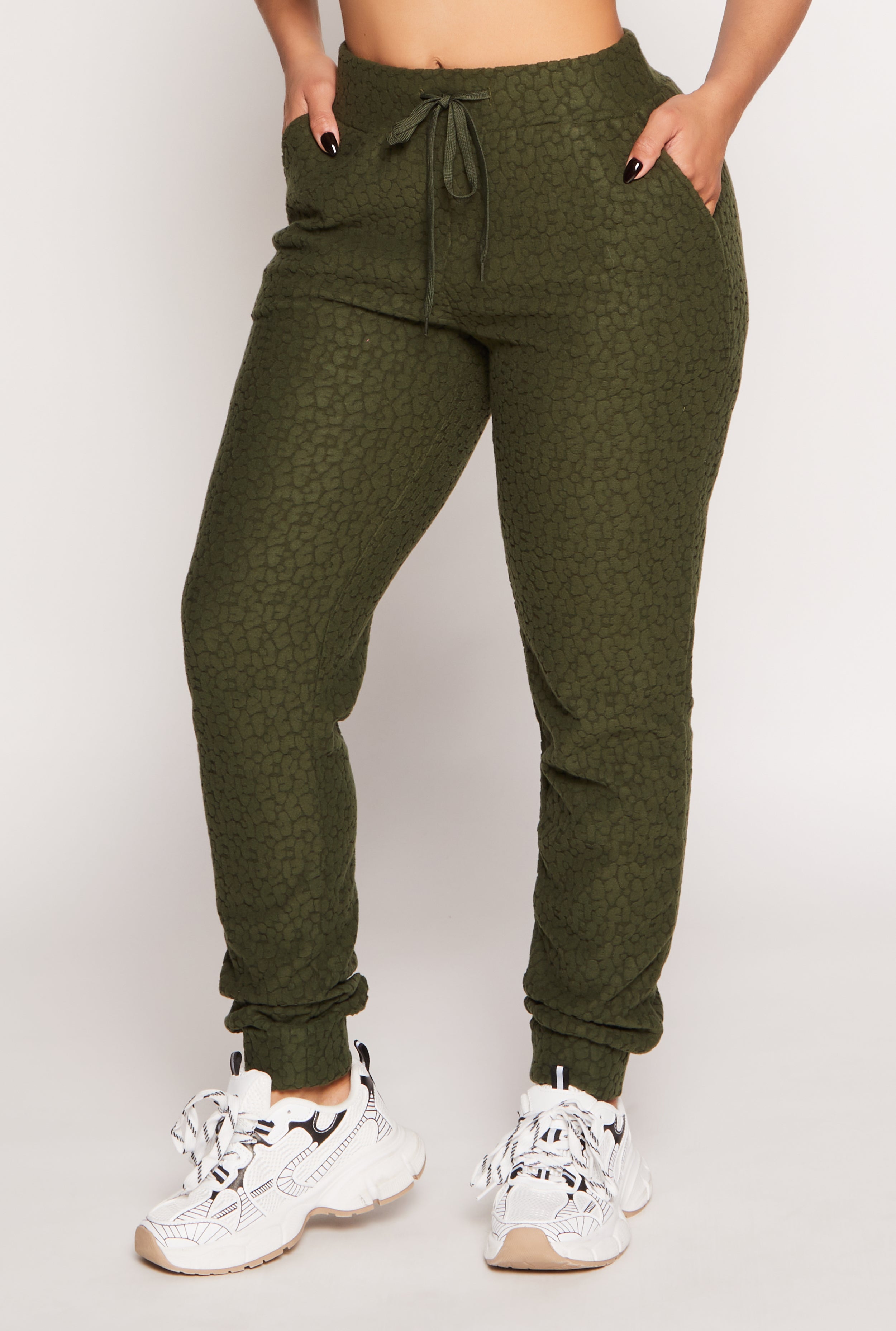 Rainbow Shops Leopard Textured Knit Joggers – Women's - view 2