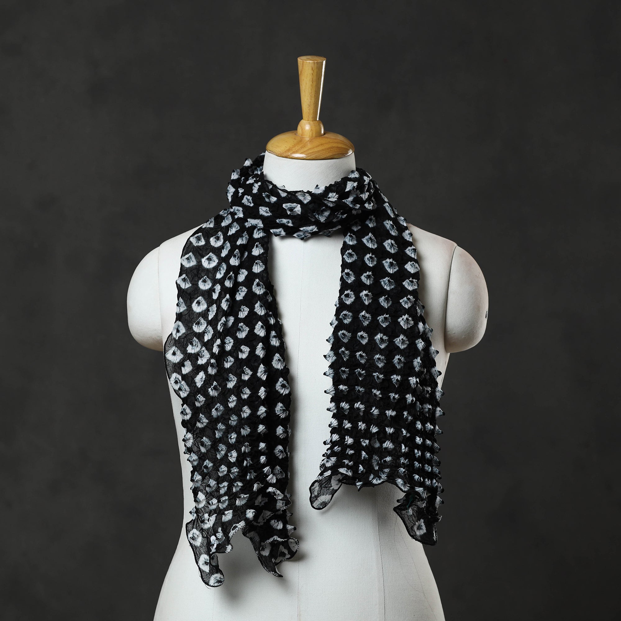 KACHCHH JI CHHAAP Black - Kutch Tie-Dye Cotton Bandhani Stole 19
