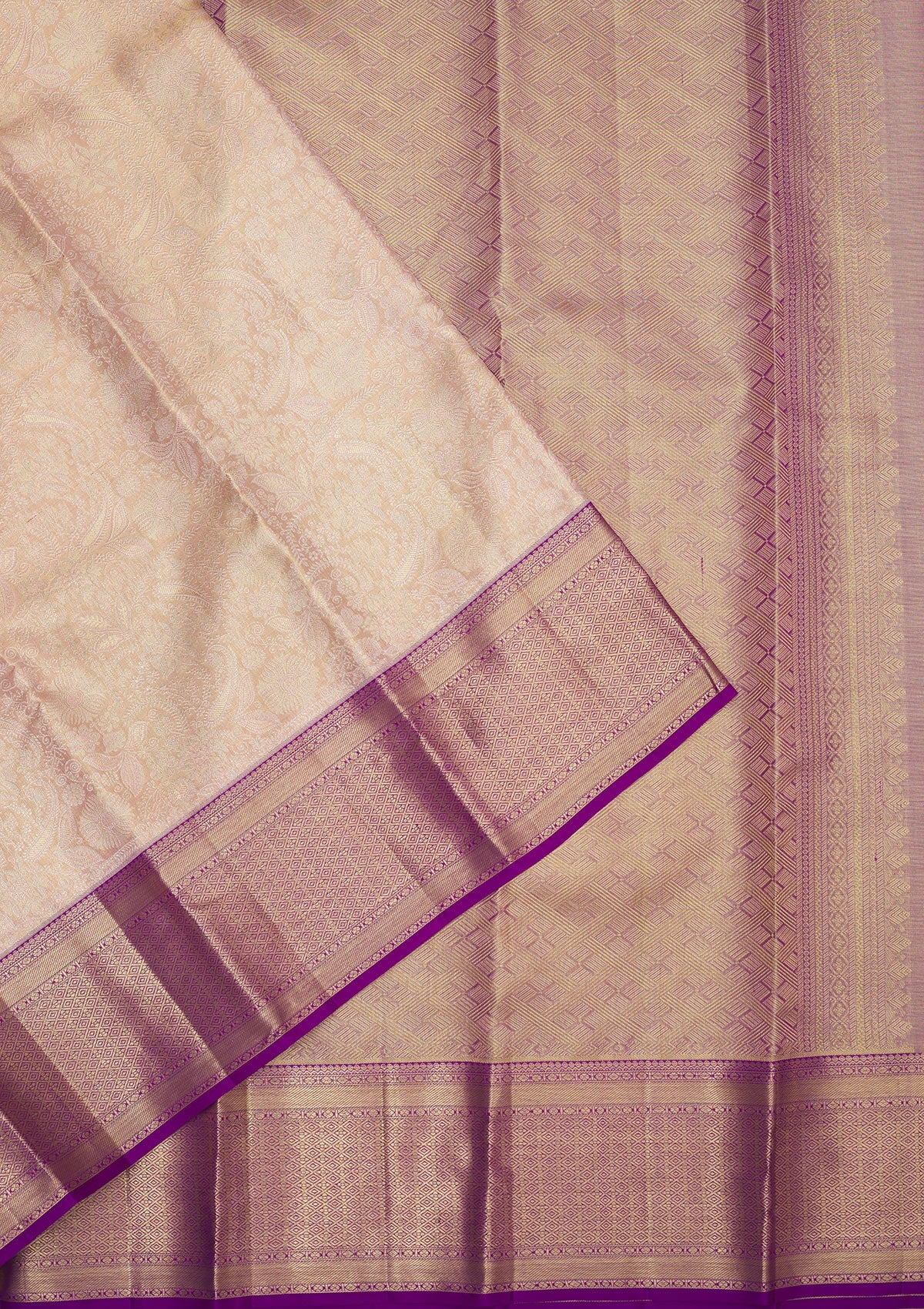 Koskii Beige Zariwork Pure Silk Saree – Women's - view 3