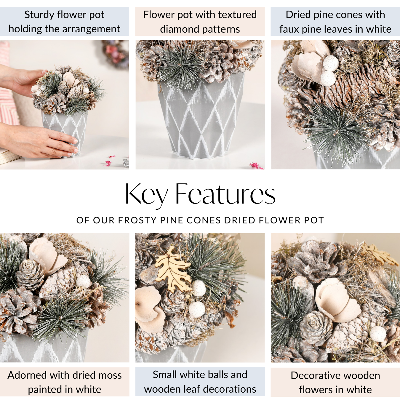 Nestasia Frosty Pine Cones Dried Flower Pot - view 5