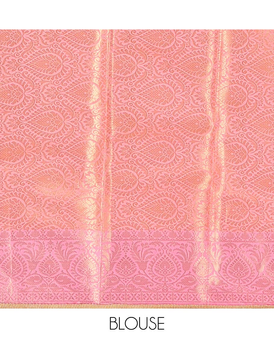 Pothys Yellow semi-banaras tissue silk saree with contrast zari, fringe border & pallu of intricate design - view 2