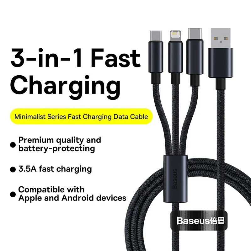 Peeperly Sonic Stream 3 in 1 Type C Lightning And Micro USB Data Cable - view 3