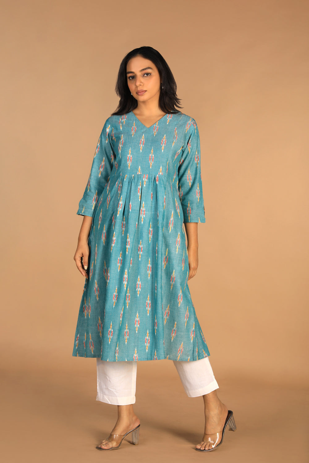 Kalanjali Ethnics Handwoven cotton Pochampally Ikat kurti