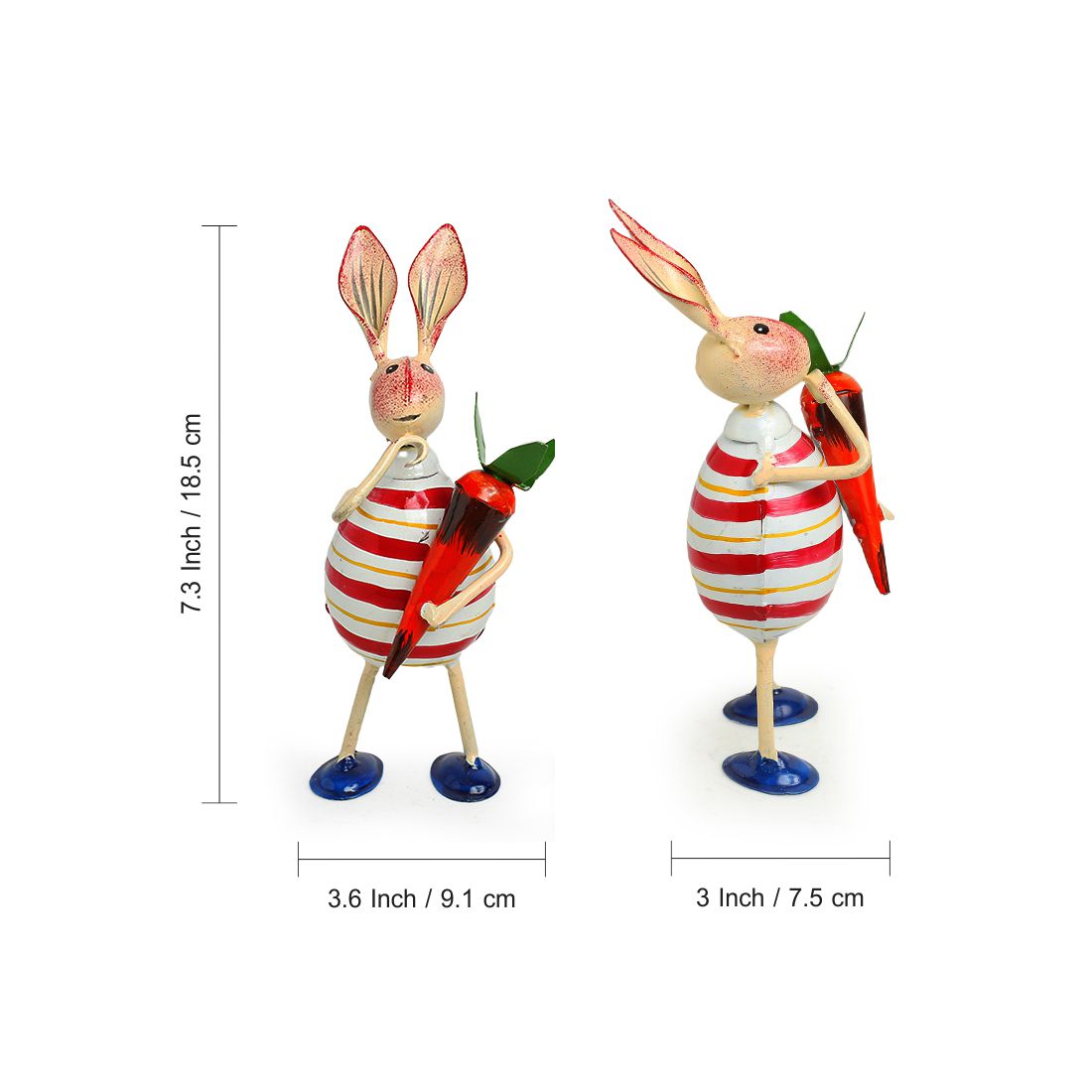 EXCLUSIVELANE 'The Rabbit Trio' Handpainted Garden Decorative Showpieces In Iron (Set of 3, 7 Inch) - view 7