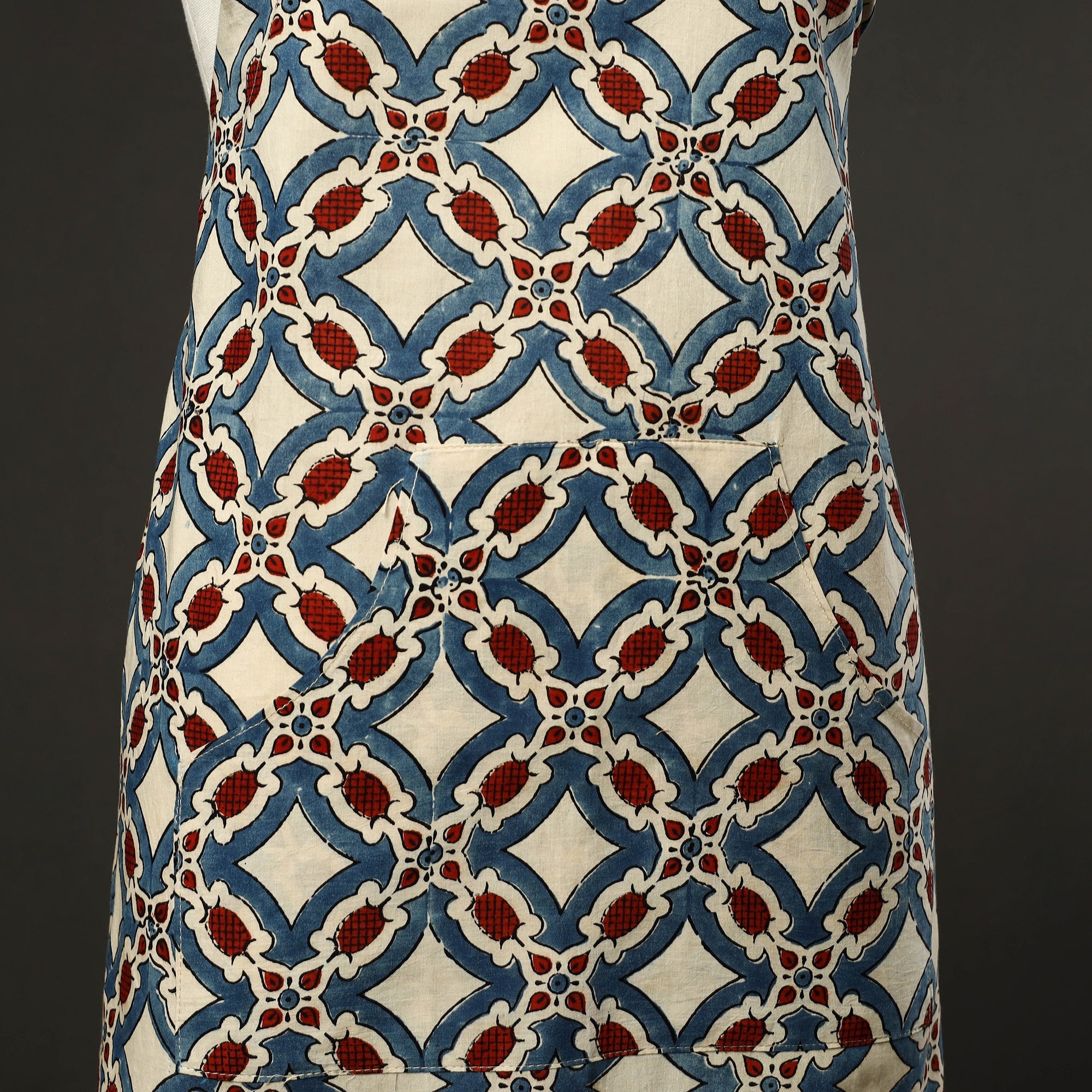 JALPARI Beige - Ajrakh Block Print Cotton Apron with Pocket 46 - view 3