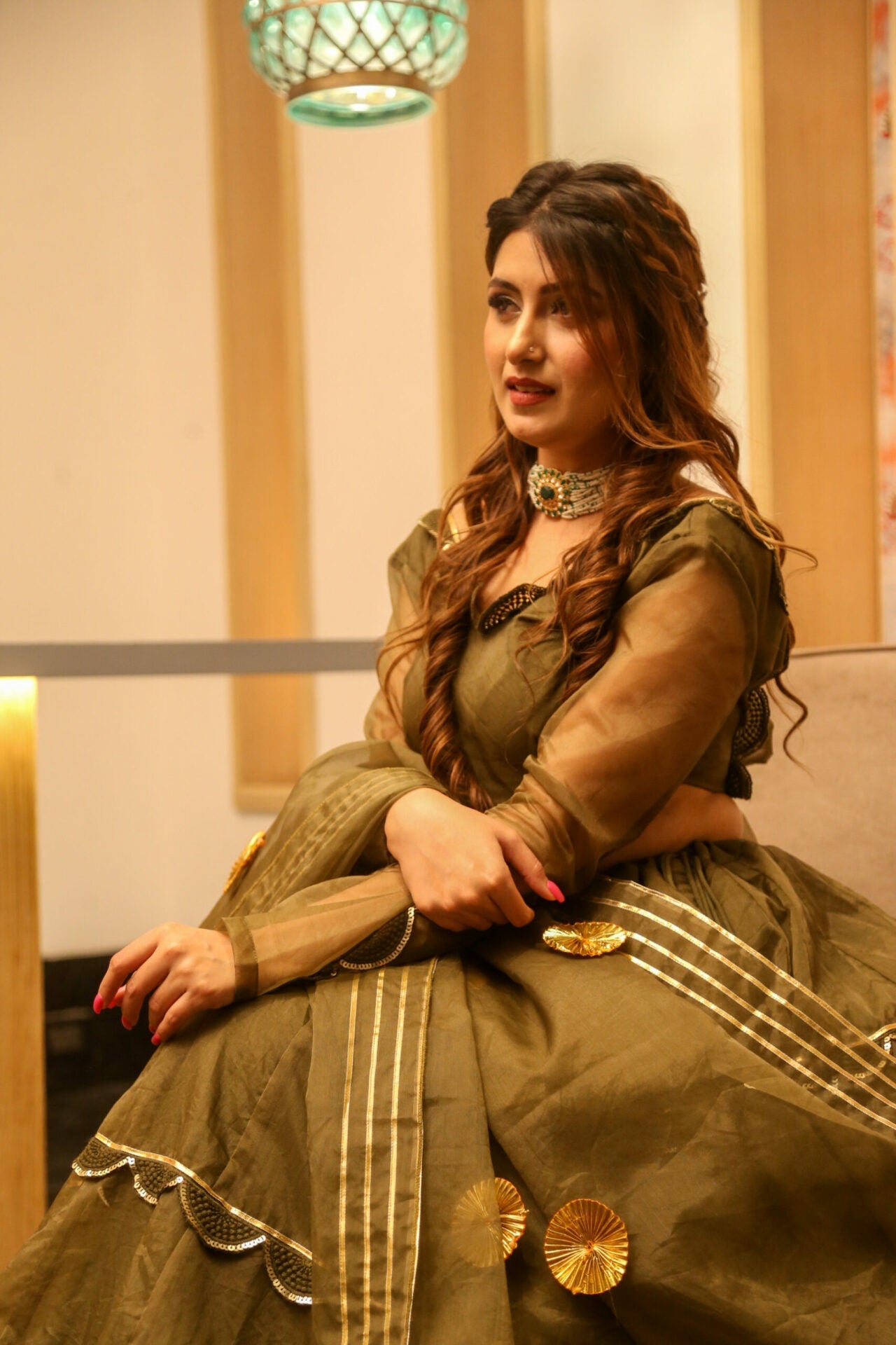 Idaho-o brown organza lehenga choli set – Women's - view 6