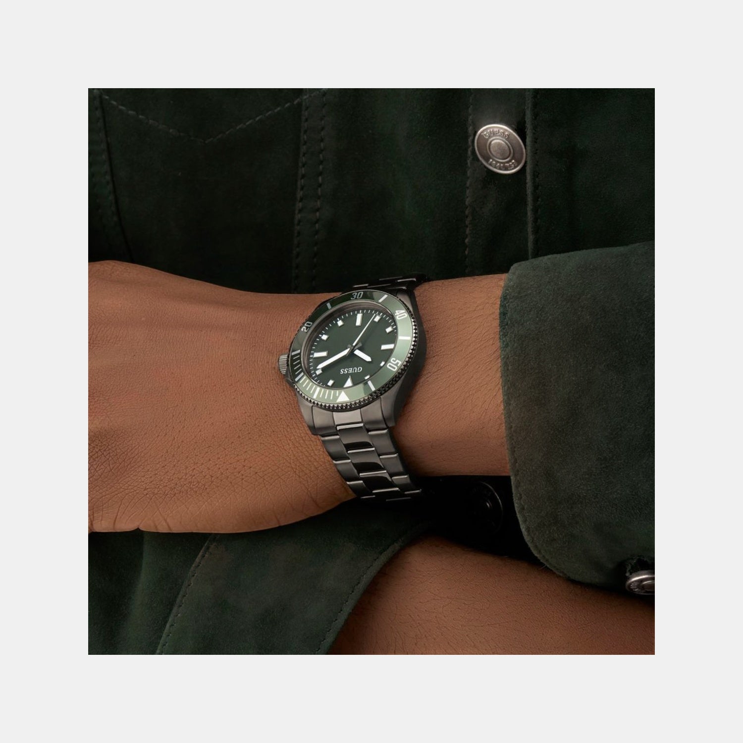 Guess Cliff Men Quartz Green Dial Analog Stainless Steel Watch GW0968G3 - view 2