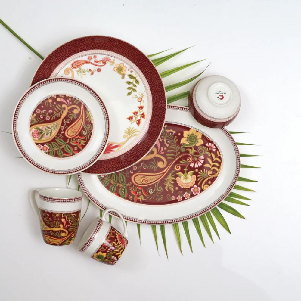 Clay Craft Urmi Ceramic Fiesta Dinner Set | Set of 34 Pcs
