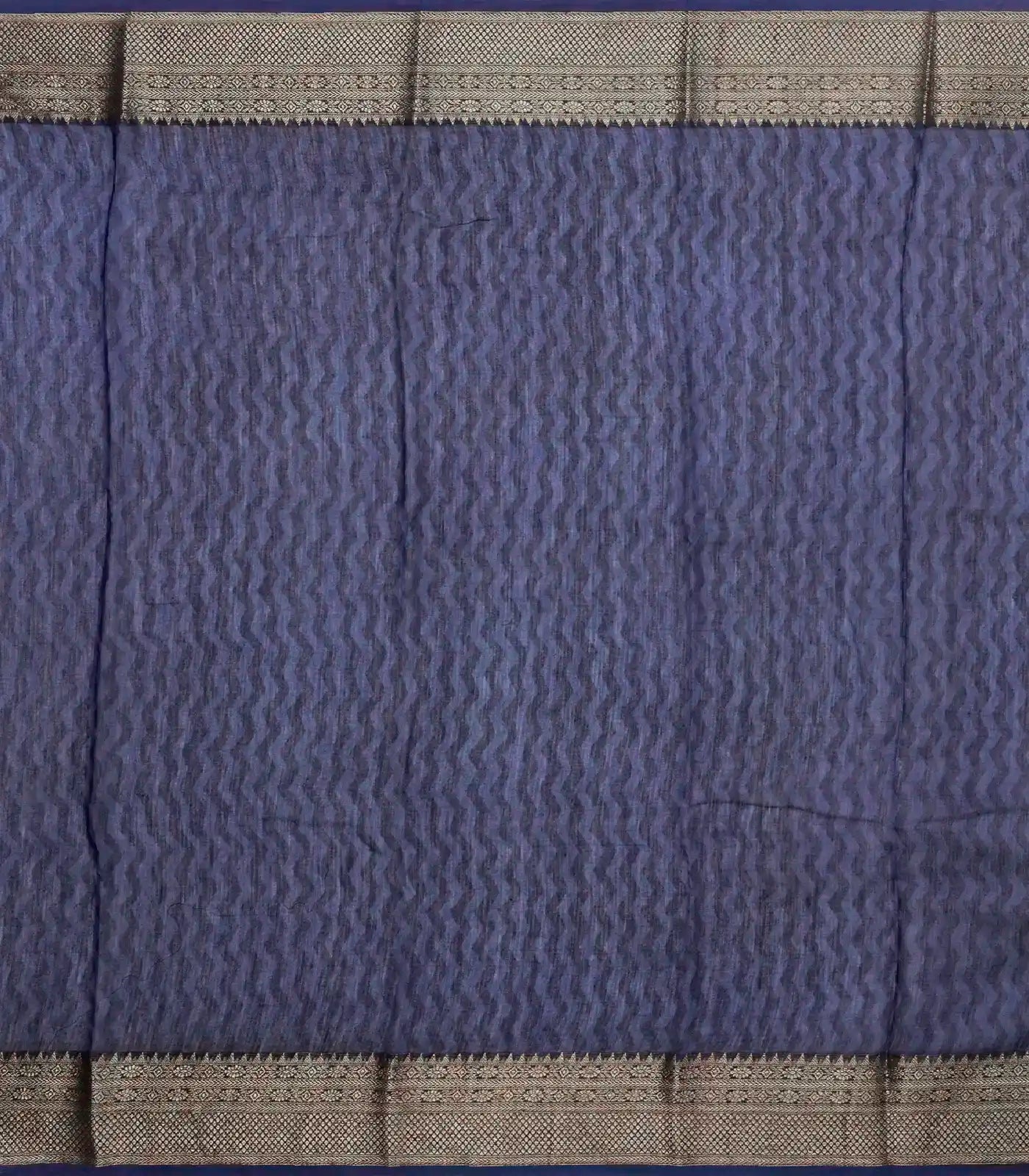 RmKV Navy Blue Woven Chanderi Printed Cotton Saree With Floral Jaal - view 4