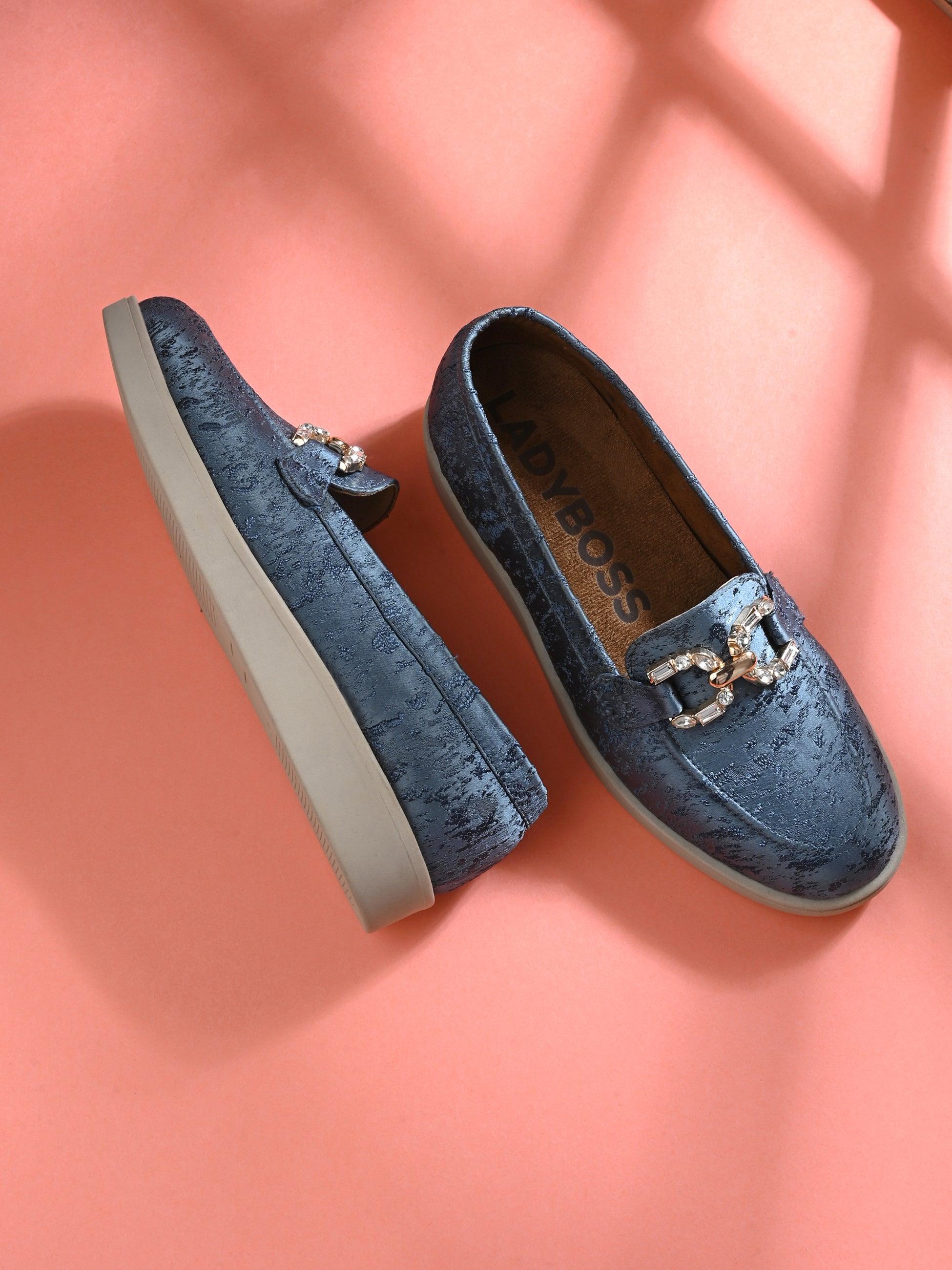 ladybossbyegoss Blue Diamond Casual Loafers by Lady Boss