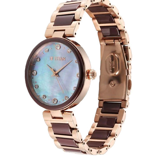 Titan Purple Ceramics Mother of Pearl Dial Analog Steel and Ceramic Strap Watch for Women 34mm NS95214KD03 - view 2